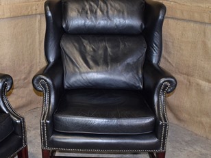 Black Leather Wing Chair