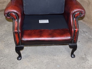 Burgundy Leather Wing Chair