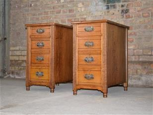 Art Nouveau Oak Bedside Cabinets ZX2339