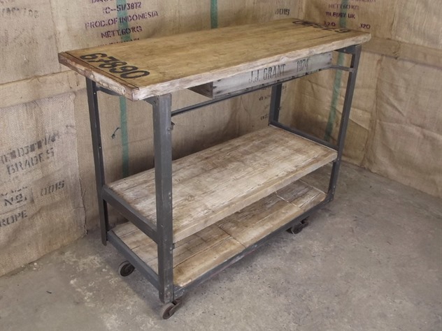 Vintage French Industrial Warehouse Trolley